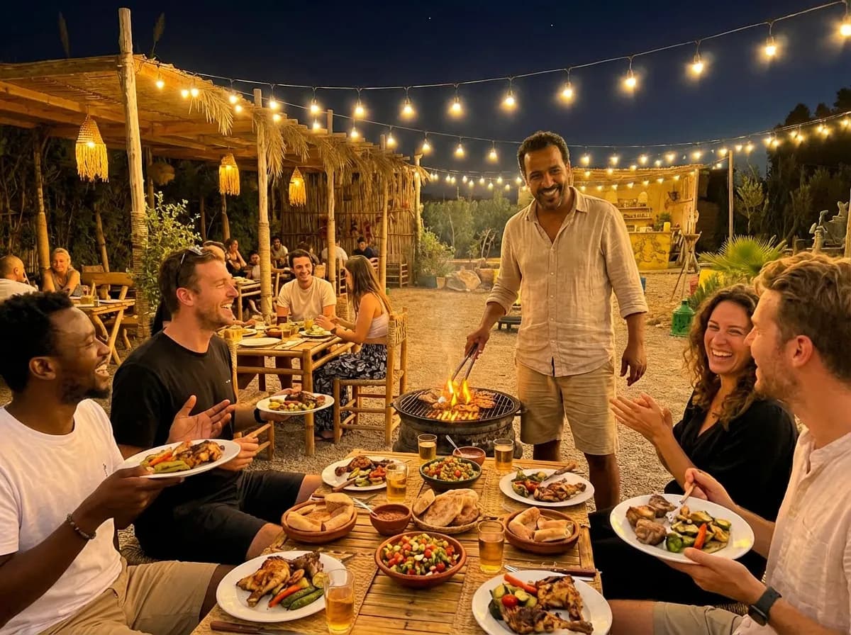 Barbecue marocain traditionnel au Ranch Tamri près d'Agadir.