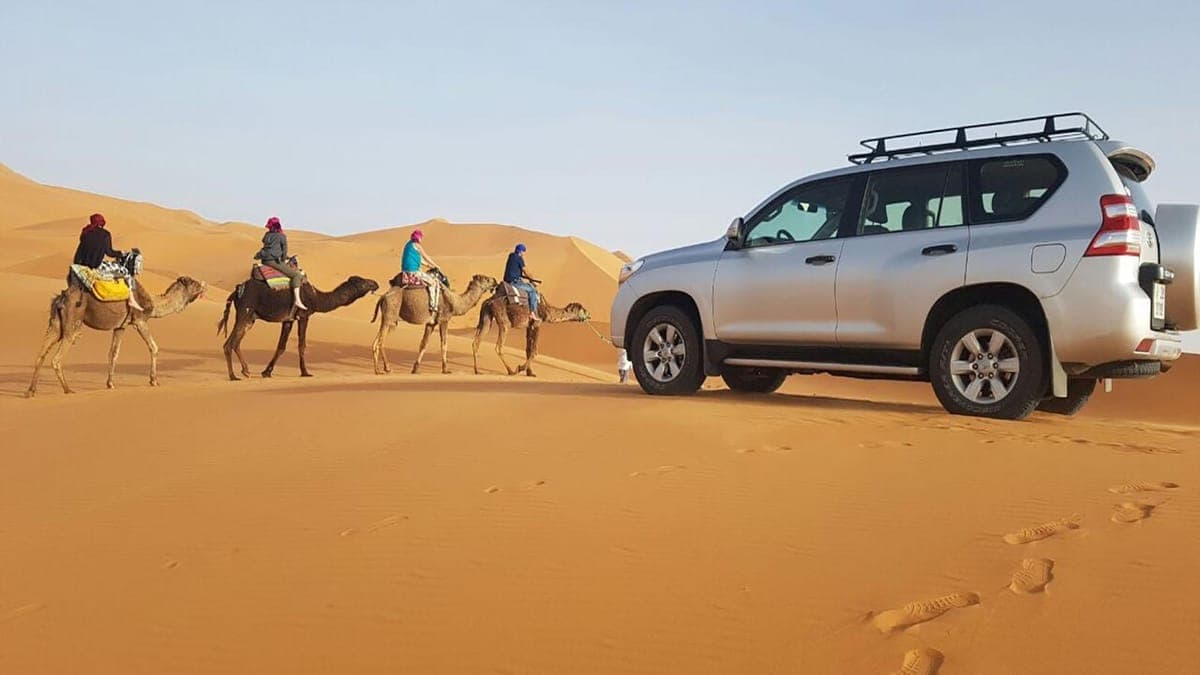 Sahara desert sand dunes on a full-day desert trip from Agadir by 4x4 Jeep.